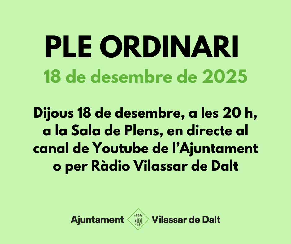 Ple ordinari del mes de desembre 2025 