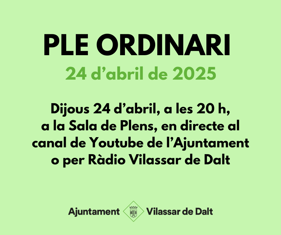 Ple ordinari del mes d'abril de 2025