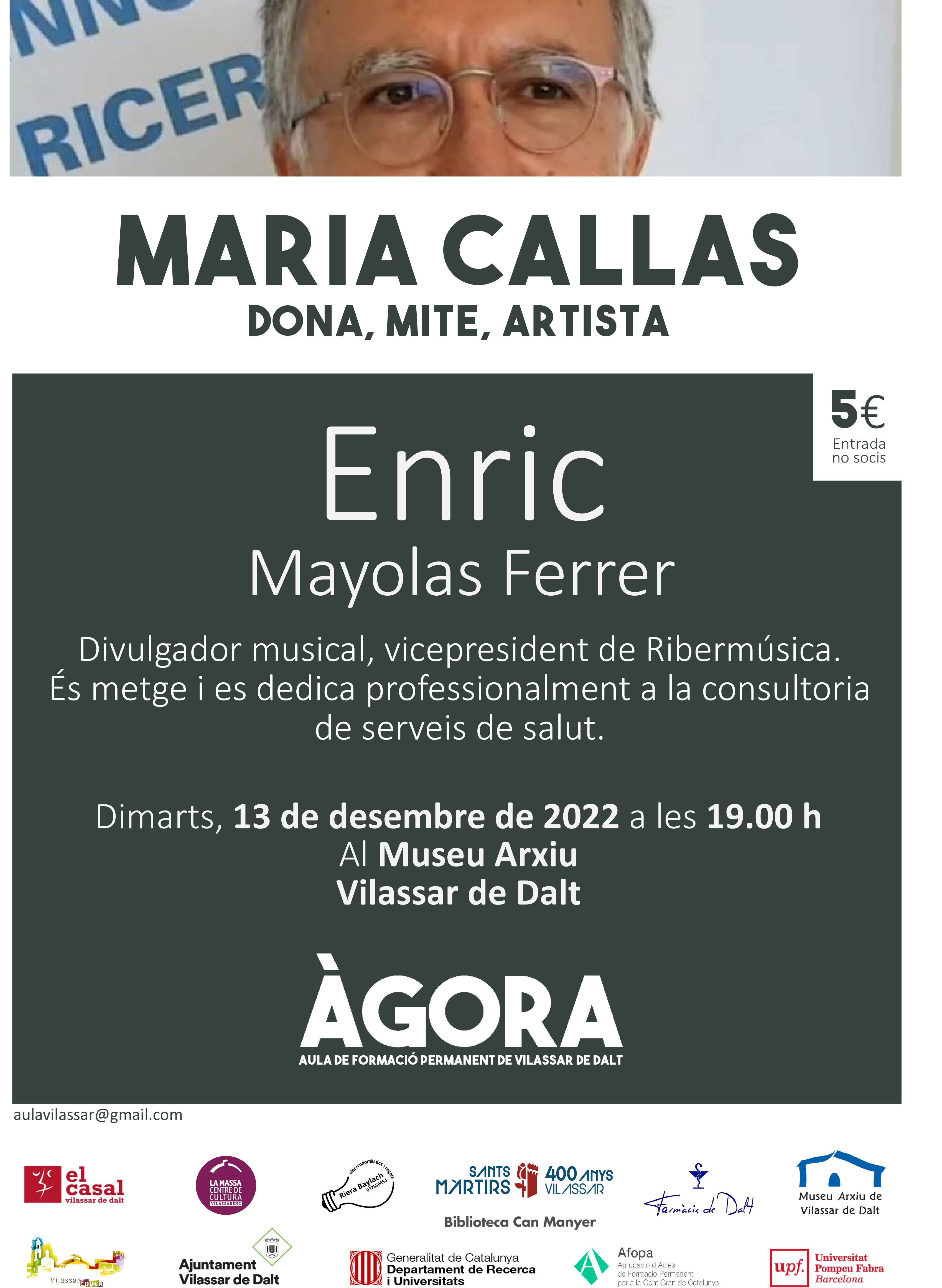 Àgora Vilassar: Maria Callas. Dona, mite, artista