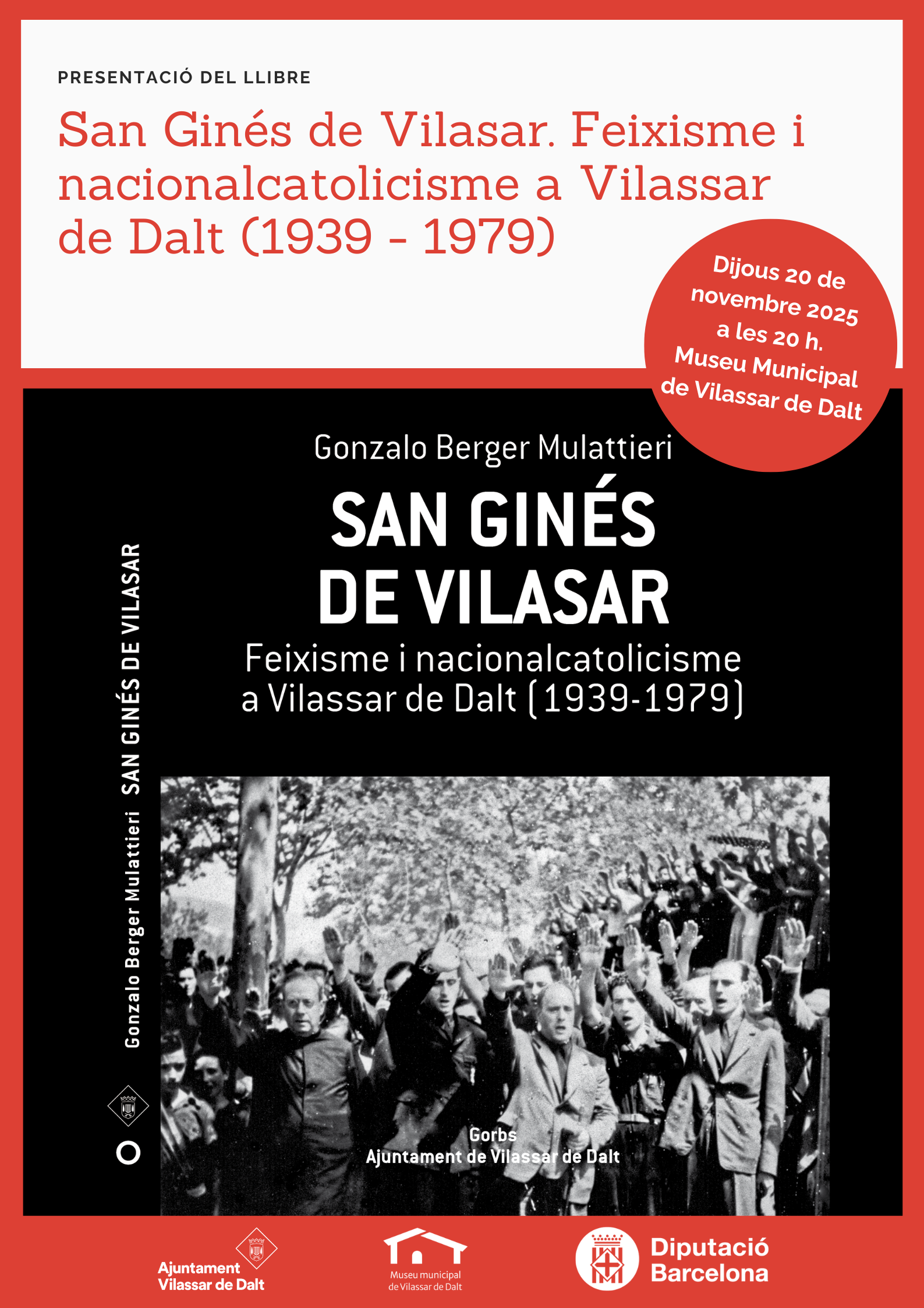 Presentació del llibre 'San Ginés de Vilasar. Feixisme i nacionalcatolicisme a Vilassar de Dalt (1939 - 1979)'