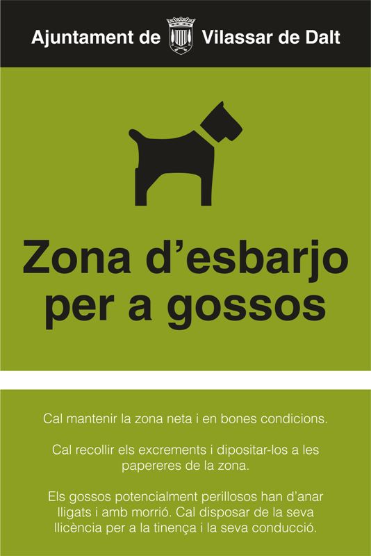 cartell zona esbarjo gossos