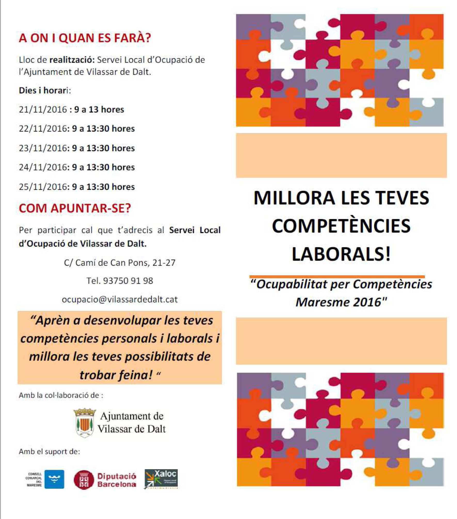 Cartell curs d'ocupabilitat 2016