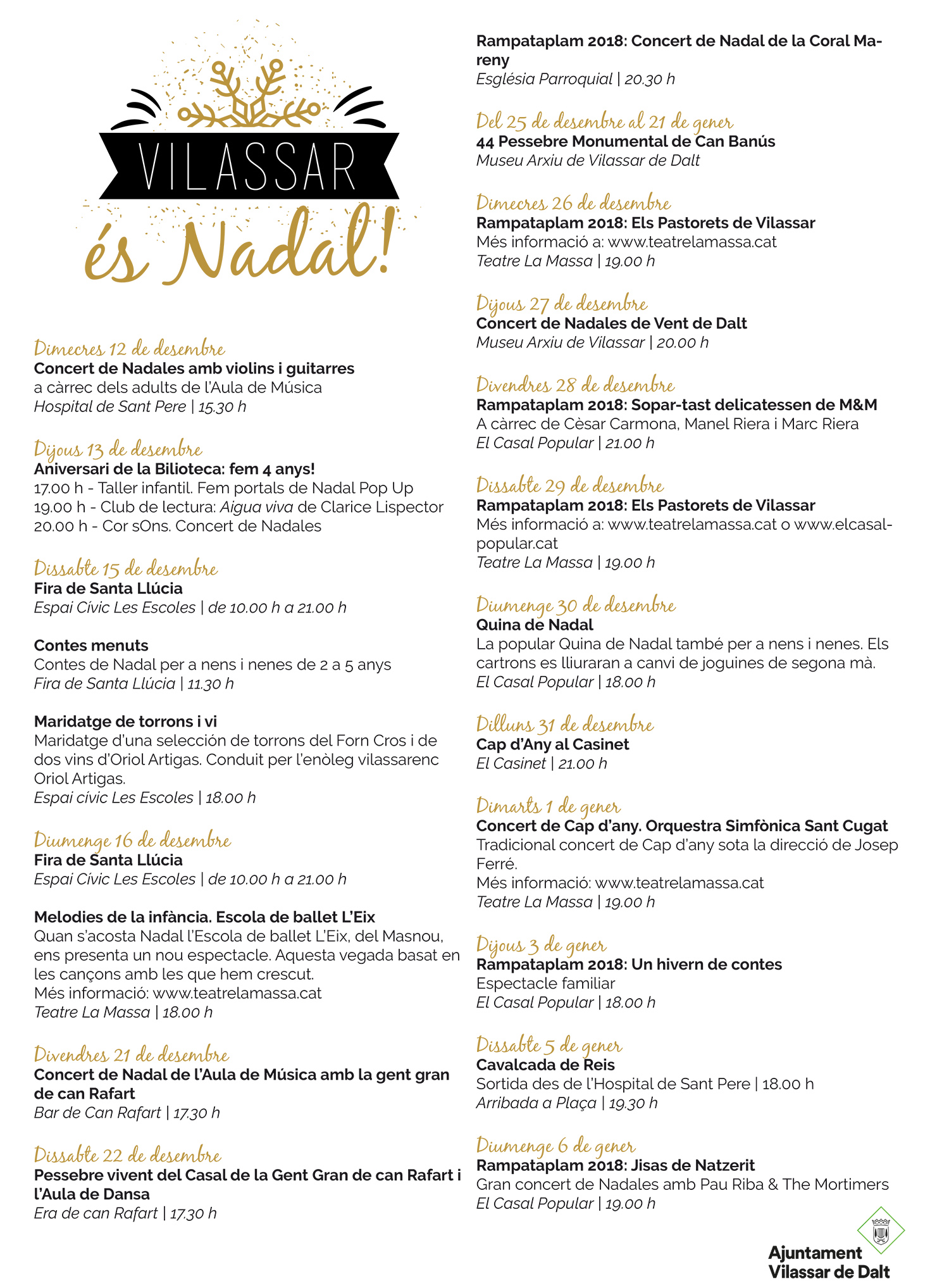 Agenda Nadal 2018