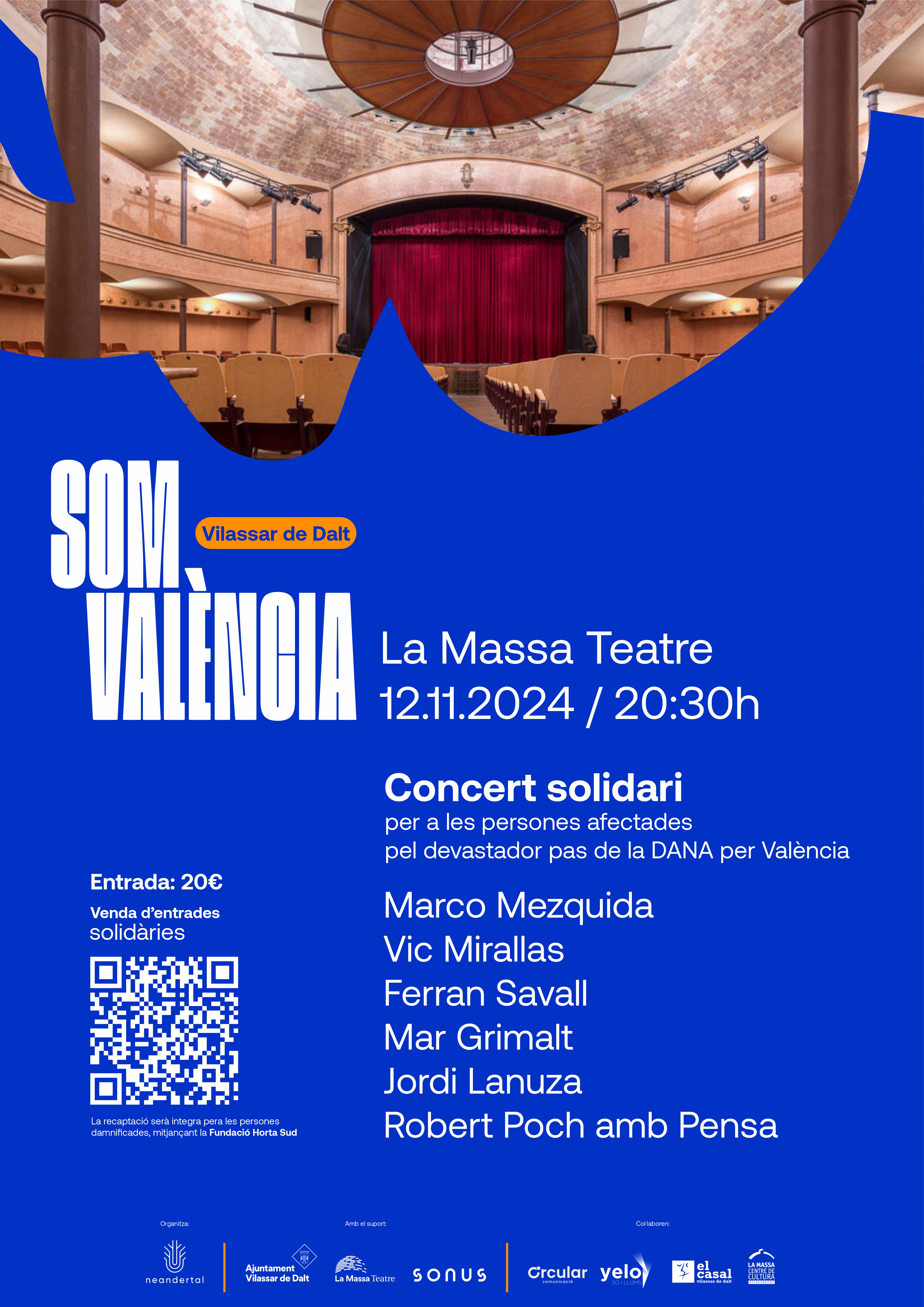 Vilassar de Dalt se suma a la iniciativa SOM VALÈNCIA amb un concert solidari a La Massa Teatre